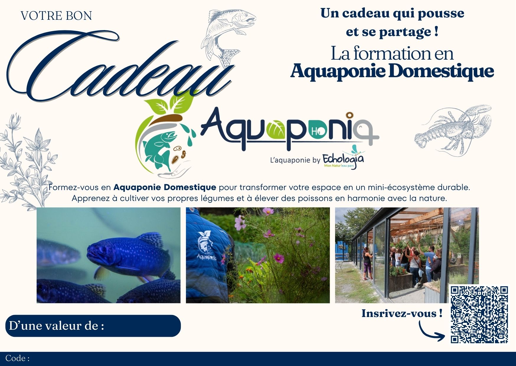 BON CADEAU FORMATION AQUAPONIE DOMESTIQUE ECHOLOGIA AQUAPONIA 2024